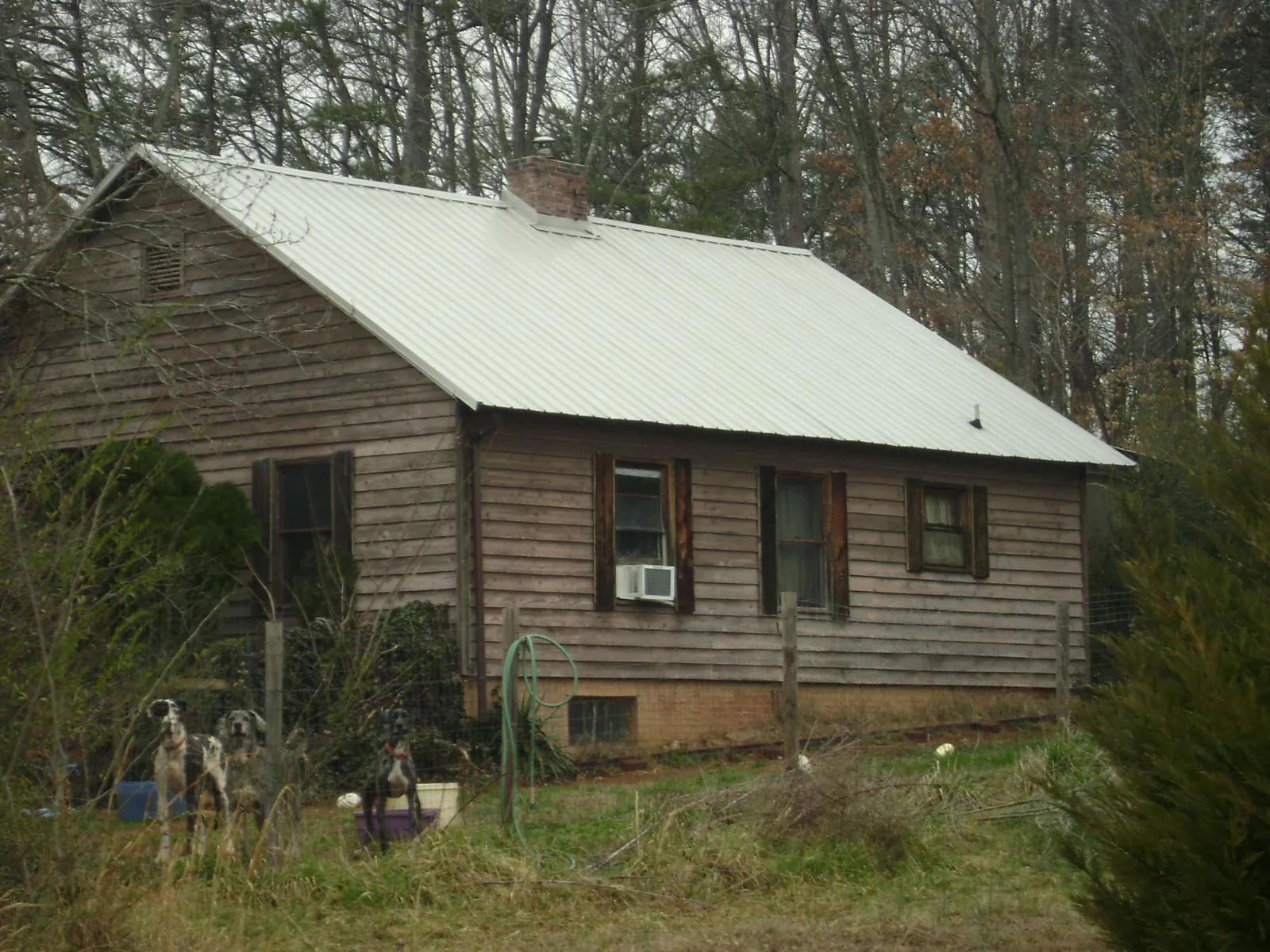 White metal roof on an old wood sided farmhouse, from a Asphalt Shingle Roof Repair job in Donalsonville